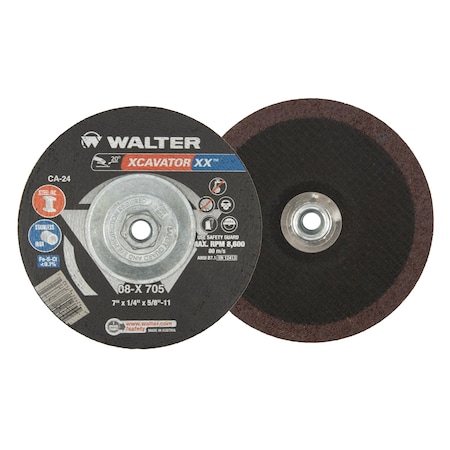 Walter Surface Technologies XCAVATOR XX, 7 in X 1/4" X 5/8 in -11 PK10 08X705
